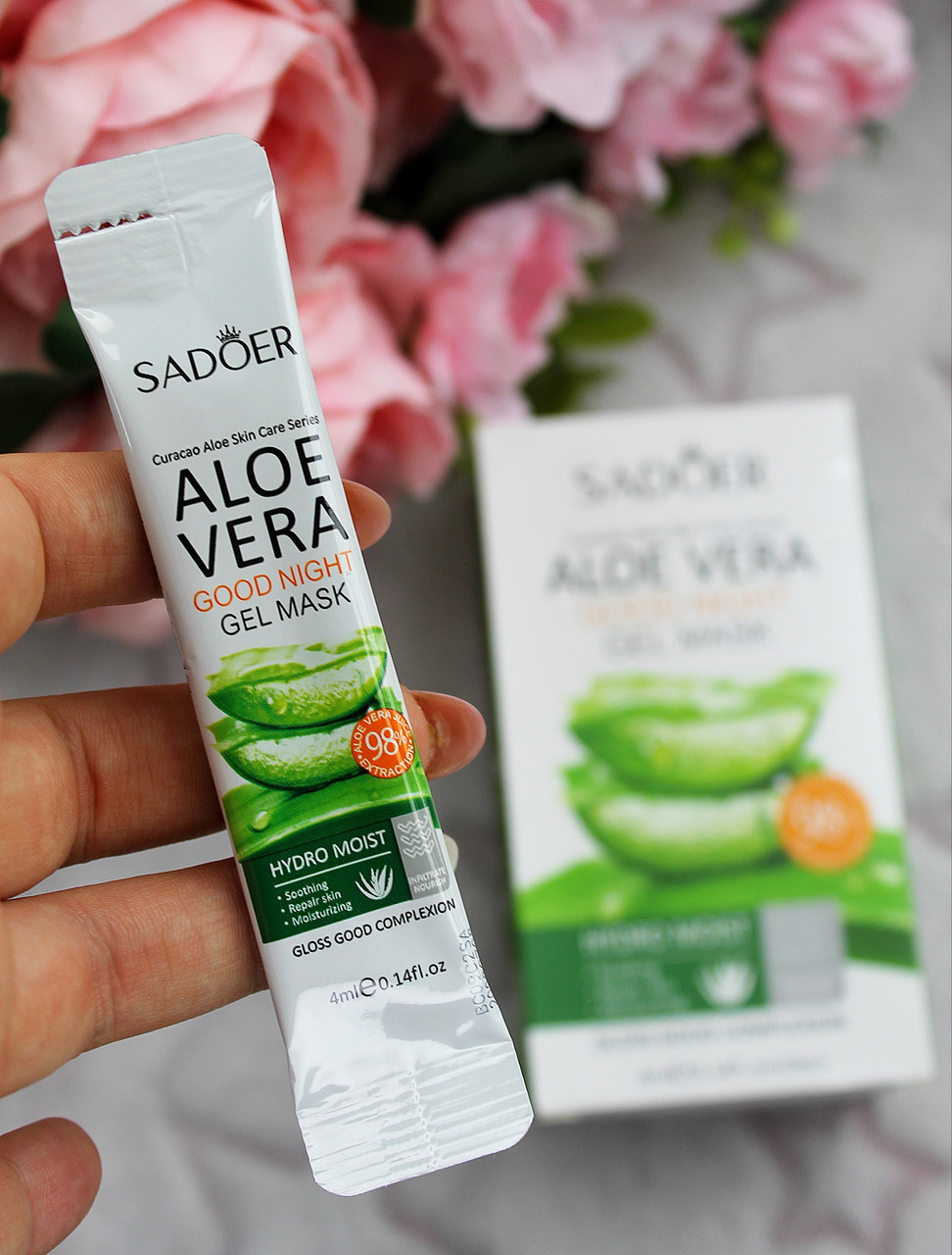 Маска гель для обличчя нічна з алое Sadoer Aloe Vera Gel Mask 4 мл