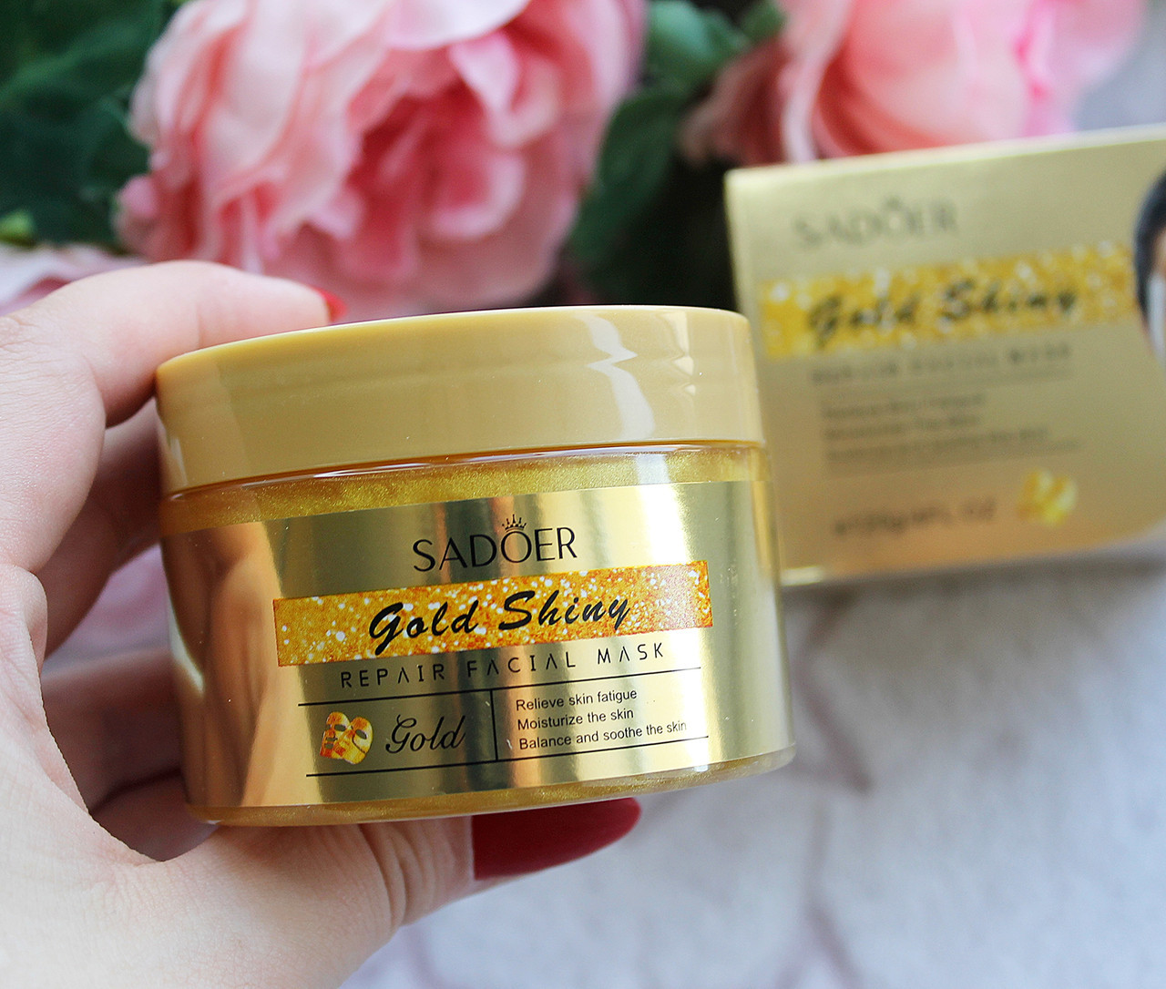 Маска для обличчя із золотом для зволоження та вирівнювання тону SADOER Gold Shiny Repair Facial Mask (120г), фото 1