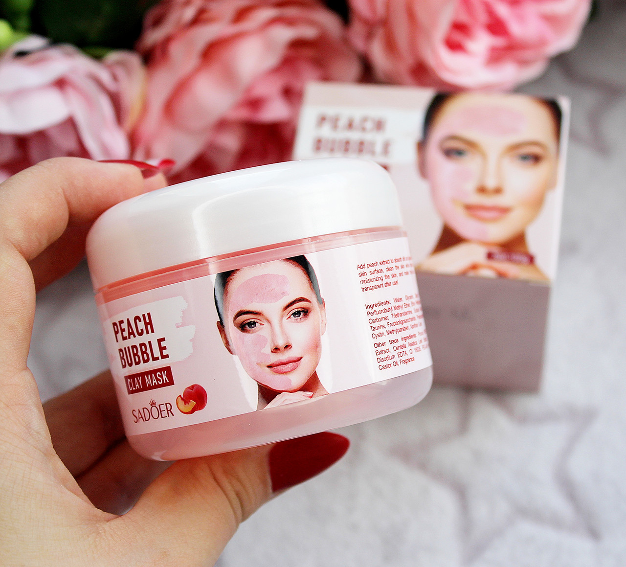Киснева бульбашкова очищаюча маска з екстрактом персика Clay Mask Sadoer