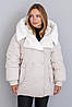 Трендова світла молочна жіноча зимова куртка з на біопуху, фото 5