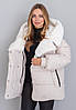 Трендова світла молочна жіноча зимова куртка з на біопуху, фото 6