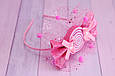 Обруч для волосся рожевий / ободок на голову цукерка рожевий 816, фото 5