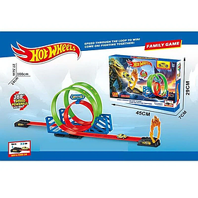 Дитячий гоночний автотрек Hot Wheels з мертвими петлями та запускачем машинка іннерція 6611