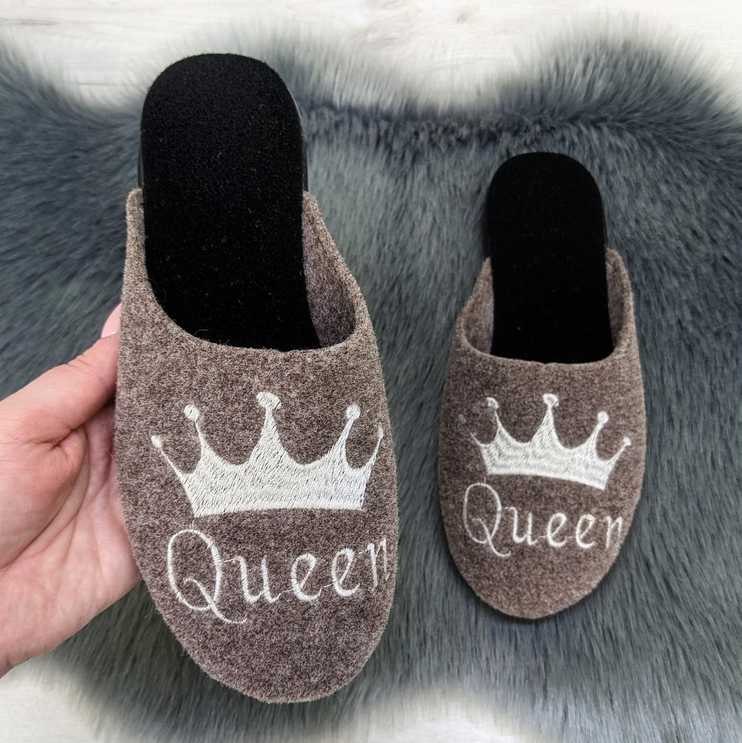 Тапочки жіночі домашні Klerotex із закритим носком фетрові коричневі 4628, фото 1