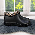 Калоші жіночі піна на хутрі Гіпаніс чорні з леопардовою окантовкою 2154, фото 2