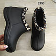 Калоші жіночі піна на хутрі Гіпаніс чорні з леопардовою окантовкою 2154, фото 5