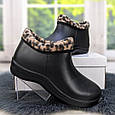 Калоші жіночі піна на хутрі Гіпаніс чорні з леопардовою окантовкою 2154, фото 6