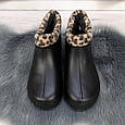 Калоші жіночі піна на хутрі Гіпаніс чорні з леопардовою окантовкою 2154, фото 10