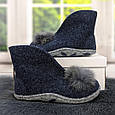 Тапочки чуні жіночі Inblu фетрові для ламінату високі сині з помпоном 4302, фото 5