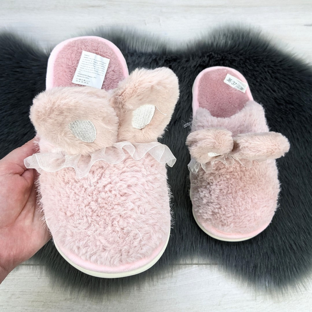 Капці жіночі домашні закриті рожеві з великими вушками 4639, фото 1