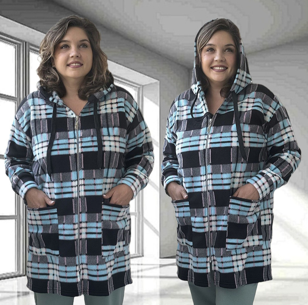 Жіноча кофта фліс із капюшоном великого розміру, фото 1