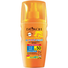 Засіб для засмаги Біокон Дитячий спрей для безпечної засмаги Суперзахист SPF-50 160 мл (4820008318404) - оригінал