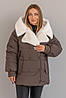 Стильна фірмова жіноча зимова куртка з хутряним капюшоном під норку, фото 6