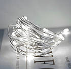 Гірлянда роса на батарейках 5 метрів 50 led 3AA Біле світло Світлодіодна декоративна світлодіодна гірлянда нитка на батарейці, фото 5