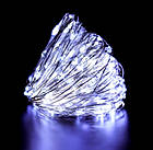 Гірлянда роса на батарейках 5 метрів 50 led 3AA Біле світло Світлодіодна декоративна світлодіодна гірлянда нитка на батарейці, фото 4