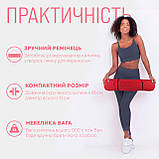 Килимок для йоги та фітнеса EasyFit TPE+TC 6мм двошаровий + Чохол червоний з блакитним червоний із чорним, фото 2