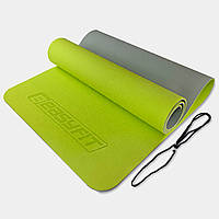 Килимок для йоги та фітнесу EasyFit 6 мм - двошаровий антистатичний, лимонно-сірий (TPE+TC)