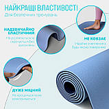 Килимок для йоги та фітнесу EasyFit TPE+TC 6 мм двошаровий блакитний-синій, фото 3