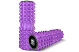 Масажний ролик EasyFit Grid Roller 33 см v.1.2 із заглушками з обох сторін (фіолетовий), фото 4