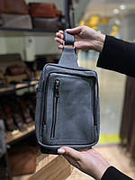 Чоловіча шкіряна сумка JASON темно-сіра