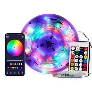 Світлодіодна Led гірлянда bluetooth 10 м із застосунком керування через телефон гірлянда на блютузі з пультом