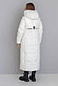 Молочне світле якісне жіноче зимове пальто з капюшоном, жіночий стильний пуховик, фото 4