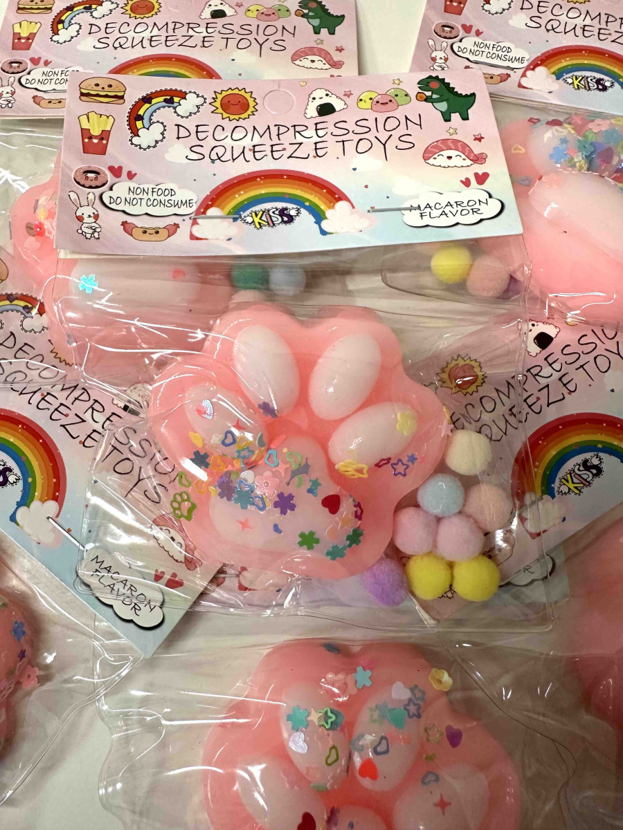 Котяча Сквіш Тапа Лапка Антистрес Іграшка М'яка лапка-антистрес Рожево Білий, фото 1