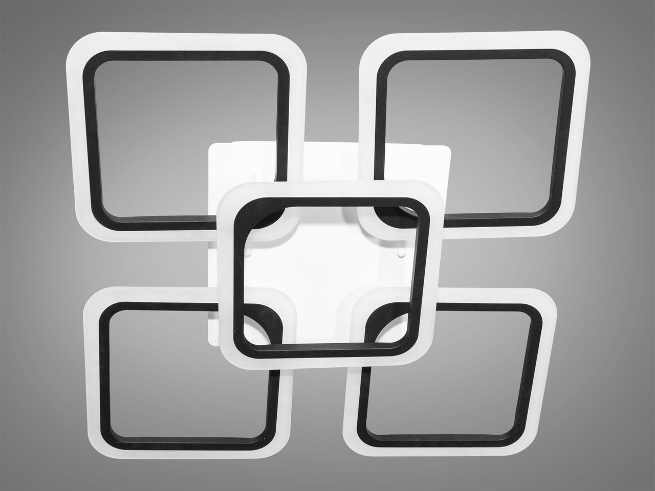 Квадратна LED-люстра в дитячу, колір чорний, 90 W на 13 м2 A8060-4+1BKDIM-LS