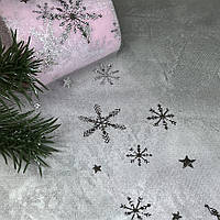 Фатин "Сніжинка", ширина 6 см, рожевий-срібло, метр, Рожевий