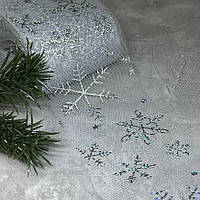 Фатин "Сніжинка", ширина 6 см, сірий-срібло, метр, Сірий