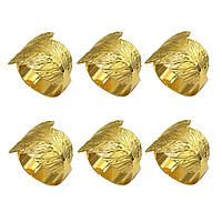 Набір кілець для серветок Leeseph Листя Gold 6 шт