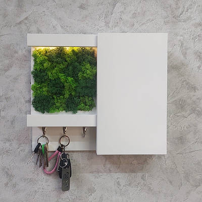 Настінна ключниця з додатковою шафкою і LED-підсвіткою. 30х35 см.