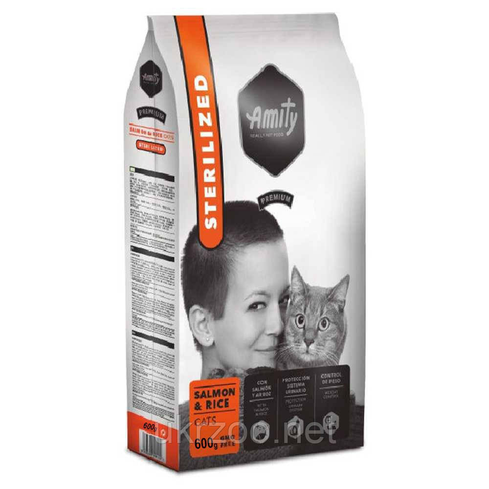 Корм для котів AMITY Sterilized Salmon, для стерилізованих, з лососем, 600g