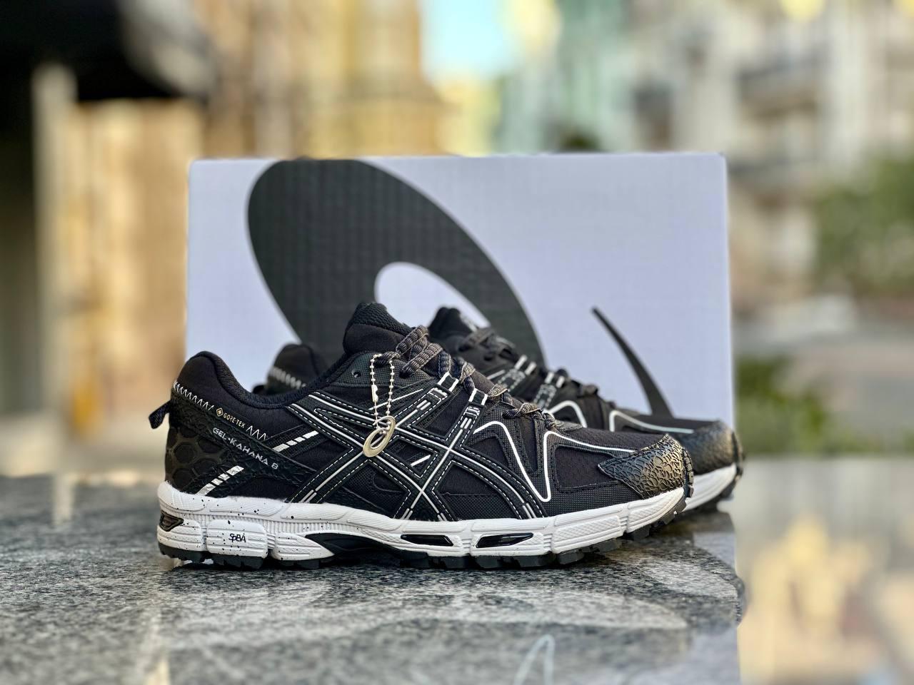 Чоловічі кросівки Asics Gel Kahana 8 Black White Gore-Tex Чорно-білі Асікс Гель Кахана 8 повсякденні текстиль gore-tex демісезон, фото 1