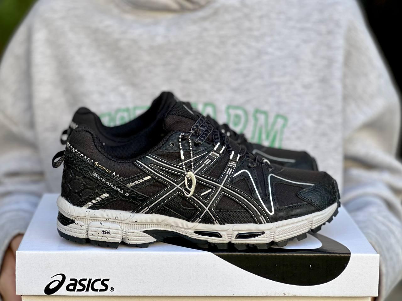 Мужские кроссовки Asics Gel Kahana 8 Black White Gore-Tex Черные Асикс ...