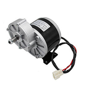 Електричний колекторний двигун з редуктором MY1016Z, електродвигун 24V 250W з ніжками, довгий вал + роз'єм