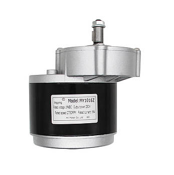 Електричний колекторний двигун з редуктором MY1016Z, електродвигун 24V 250W з ніжками, довгий вал + роз'єм, фото 3