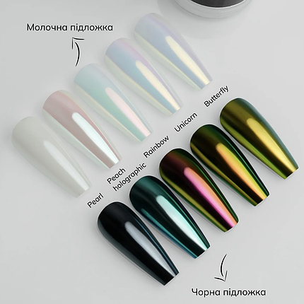 Перлова дзеркальна втирка GaMa Mirror Powder Rainbow, 0.3 г райдужна, фото 2