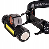 Ліхтарик налобний 5/1 TRIZAND L18371 +МАГНІТ CREE USB, фото 6