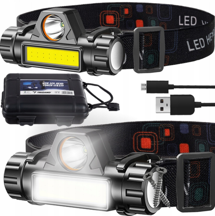 Ліхтарик налобний 5/1 TRIZAND L18371 +МАГНІТ CREE USB, фото 1