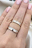 Срібні обручки кільця зі вставками із золота (Пара кілець), фото 2