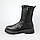 Високі жіночі шкіряні черевики чорного кольору на хутряній підкладці з блискавкою, фото 3