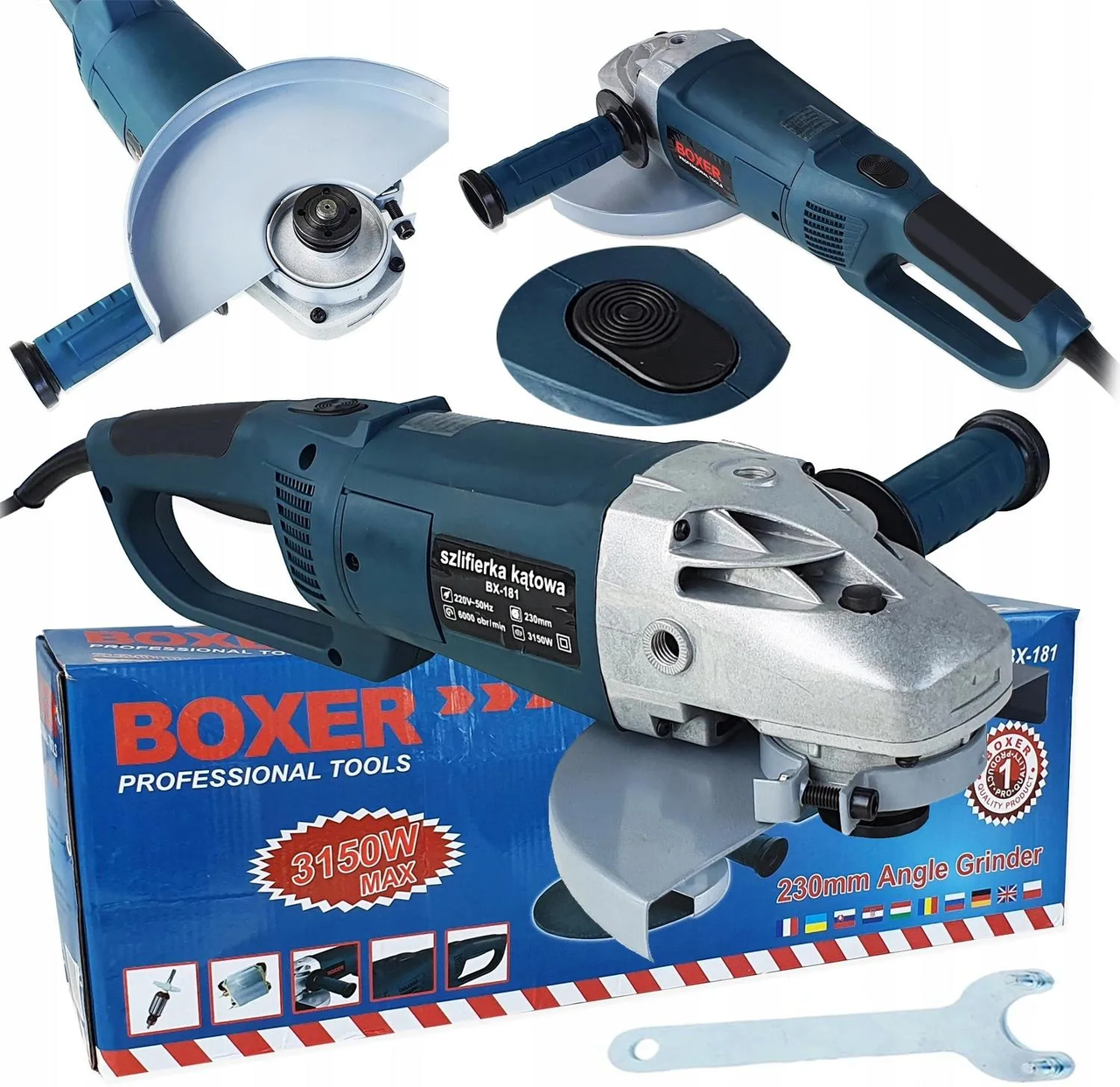 Універсальна болгарка 3150 Вт, 230 мм Boxer BX-181 болгарка для будинку, фото 1