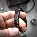 Браслет чоловічий шкіряний TAFGAY T2 чорний на застібці 17-19 см (довжина 21 см), фото 6