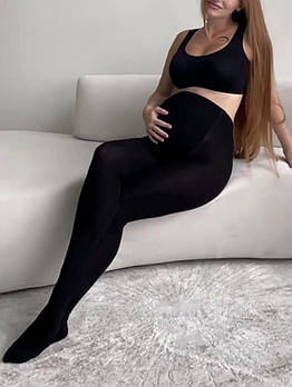 Колготки 350 ден для вагітних бавовняні м'які Lady May Mama 350 чорного кольору розміри 2 3 4