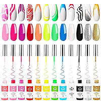 Набір лаків для дизайну нігтів, 12 кольорів, гель-фарба для нігтів