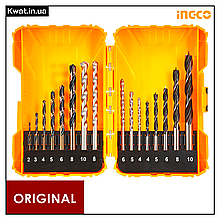Набір свердла по металу, свердла по бетону, свердла по дереву INGCO 16 шт