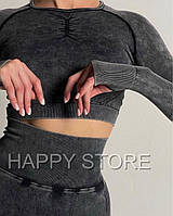 Жіночий спортивний костюм для фітнесу йоги розмір S/М/L колір чорний «варенка". ТОП якість!