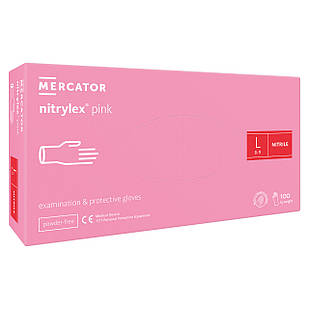 Рукавички нітрилові Нітрилекс РОЖЕВІ, nitrylex 50пар/100шт, L