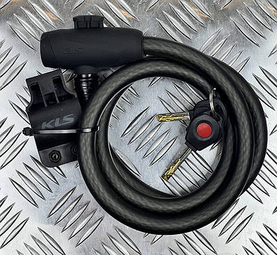 Замок на велосипед велозамок KLS Hardcoil, спіраль 15х1500 мм, димчасто-чорний